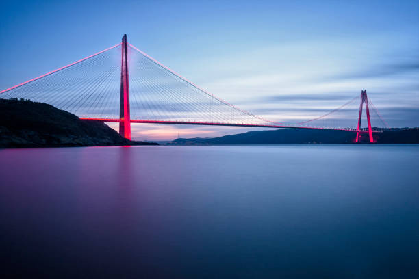 Yavuz Sultan Selim Bridge on Istanbul bosphorus at sunset with long exposure