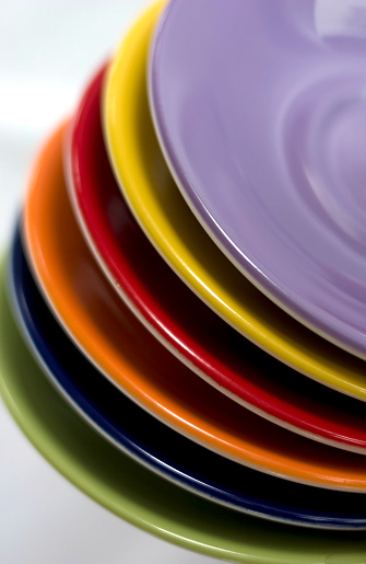 a set of Six colorful plates