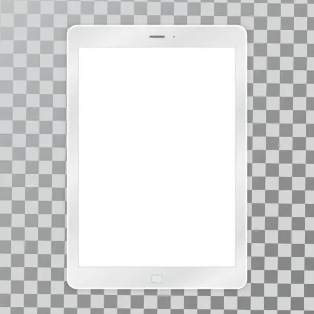 Vector illustration of White Tablet PC Vector illustration with blank screen.