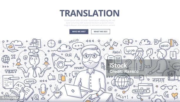 Translation Doodle Concept Stock Illustration - Download Image Now - English Language, Translation, Learning
