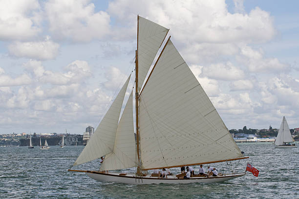 Gaff Rigged A Class Classic Yacht  gaff rigged stock pictures, royalty-free photos & images