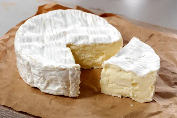 Photo of Camembert cheese traditional Normandy French, a dairy product