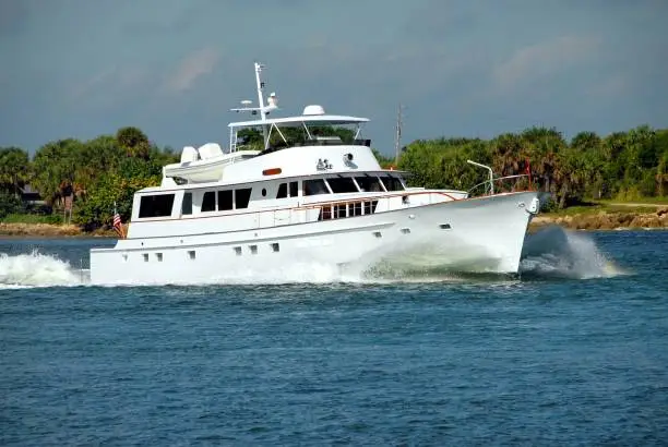 Yacht cruising on the river at Florida, USA