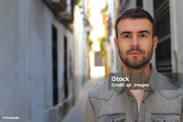 Natural Male Outdoors With Copy Space Stock Photo - Download Image Now - Serious, Men, Portrait