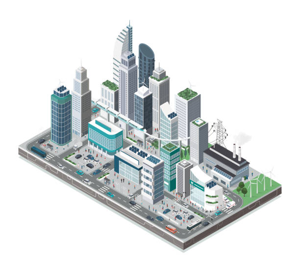 illustrazioni stock, clip art, cartoni animati e icone di tendenza di città intelligente e tecnologia - smart city