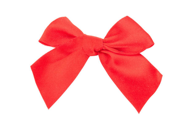 istock Gift silk bow of red ribbon isolated on white background 929645038