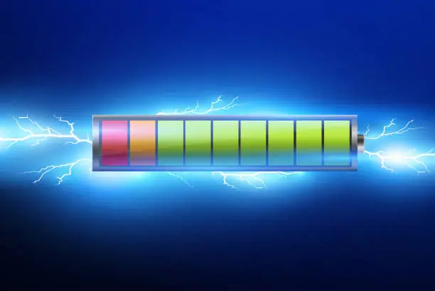 Vector illustration of batteries with electric charge,pulse.lightning and electricity.vector illustration
