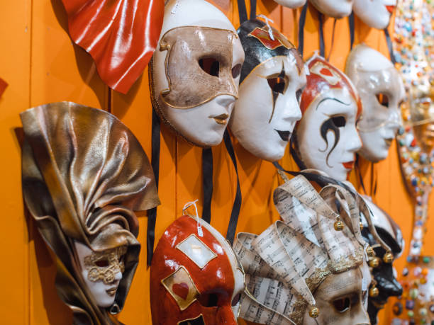 Venetian masks in store display in Venice