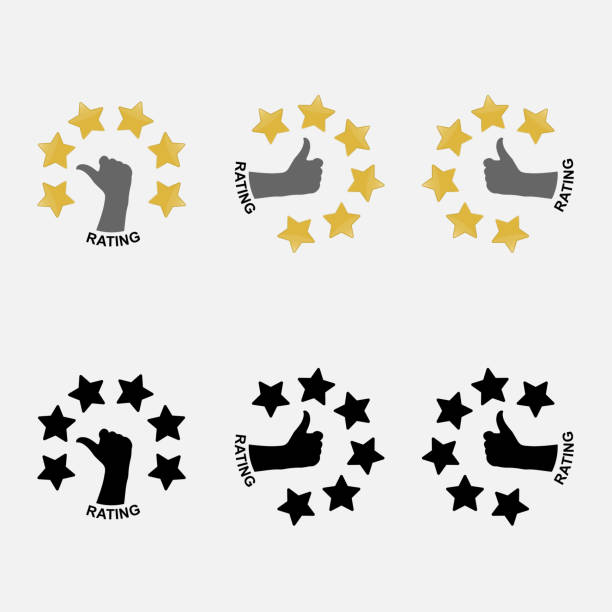 6 Stars rating or raking concept.Rating or raking golden stars.Finger pointing to six star rating.Customer review.Feedback,Reputation and quality certificate.Evaluation system.Positive review.Vector illustration vector art illustration