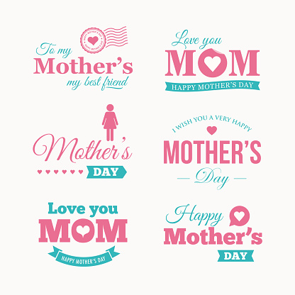 Happy mothers day logo set. Editable vector design.