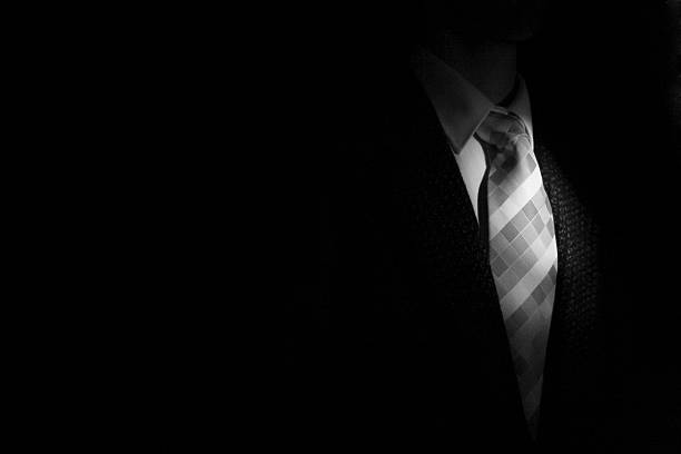 istock Black jacket with white shirt and gray tie 92966292