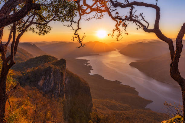 Landscape of sunrise on mountain pha daeng luang at Mae Ping National Park. Landscape of sunrise on mountain pha daeng luang at Mae Ping National Park. zambia stock pictures, royalty-free photos & images