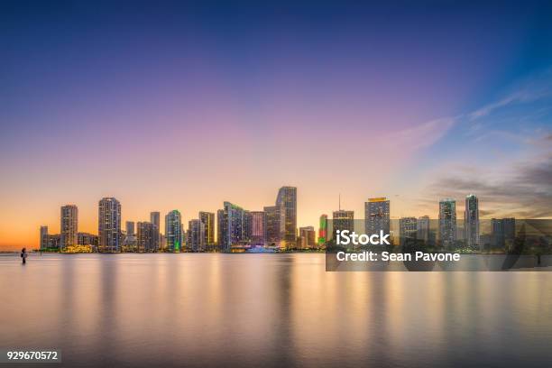 Miami Florida Usa Skyline On Bisayne Bay Stock Photo - Download Image Now - Miami, South, Urban Skyline