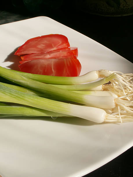 tomato and chive stock photo