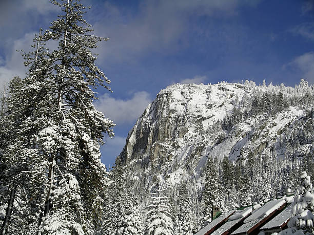 Snow in Sierras stock photo