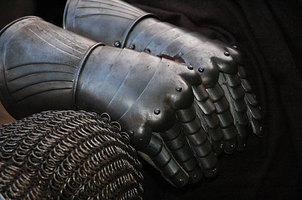 istock Middle age knight's metal gloves 92968228