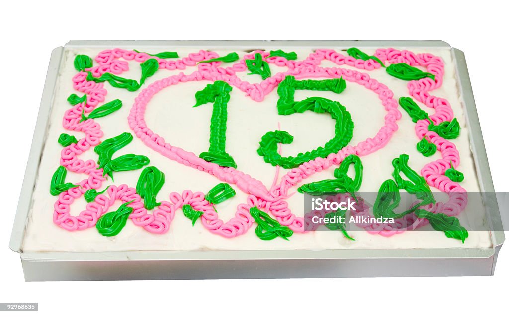 Decorados 15 bolo de aniversário - Foto de stock de Bolo royalty-free