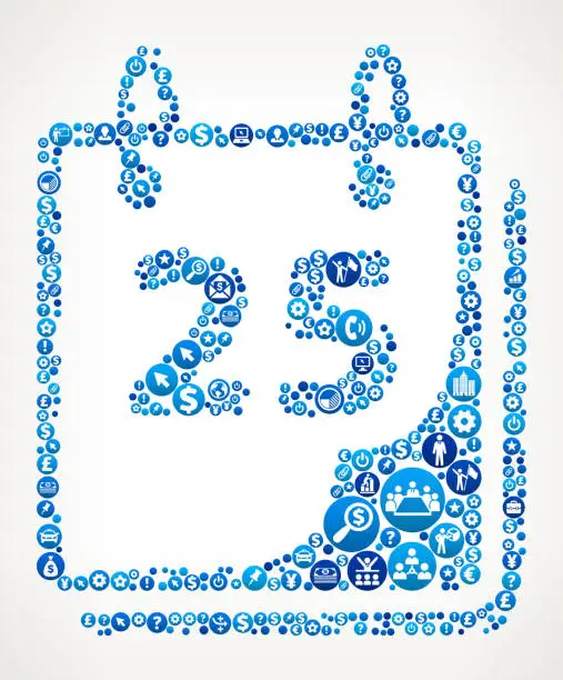 Vector illustration of Calendar on 25th Day Business and Finance Blue Icon Pattern