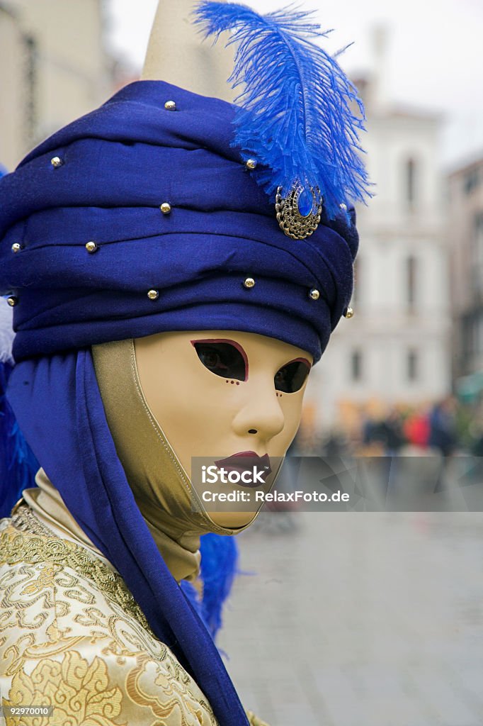 Maske mit blue turban zum Karneval in Venedig (XXL - Lizenzfrei Blau Stock-Foto