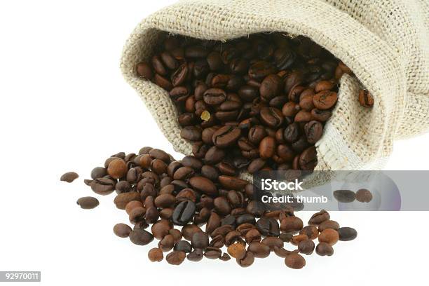 Coffee In Burlap Sack Stock Photo - Download Image Now - Bag, Basket Weaving, Beige