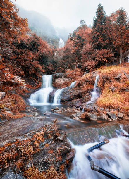istock Silver waterfall or Thac Bac on fog in autumn 929701446