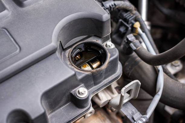 istock Close-up Synthetic change oil box in engine front 929701506