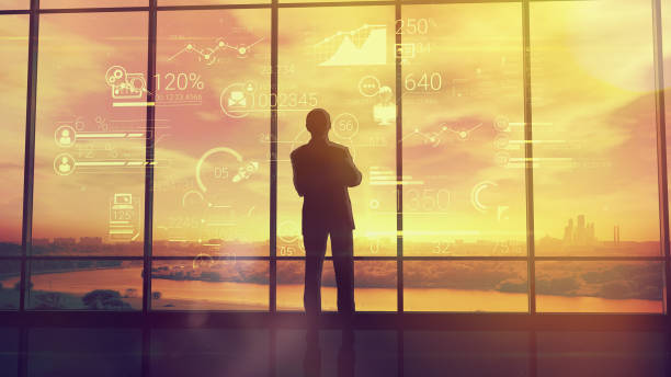 istock Corporate infographics and men in the office 929719784
