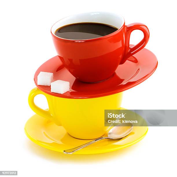 Red And Yellow Cups Stock Photo - Download Image Now - Backgrounds, Ceramics, Coffee - Drink