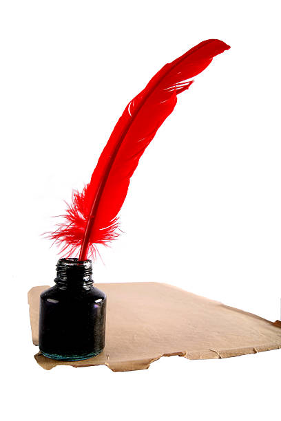 istock Vintage paper with ink feather and inkwell 92972337