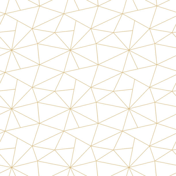 абстрактный вектор бесшовный треугольный лоскутное узор из золотых геометрических фигур на белом. простой орнамент ар-деко. ковровая выши� - mosaic modern art triangle tile stock illustrations