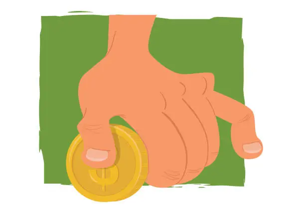 Vector illustration of Holding the coin
