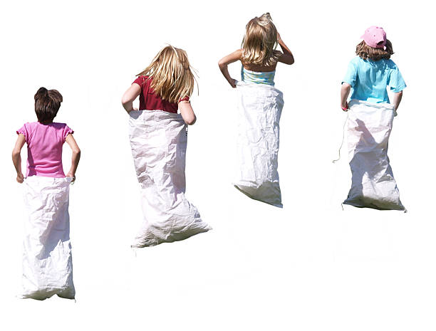 Sack Race Girls stock photo