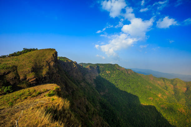 istock Trails on the mountain peak and blue sky 929734410