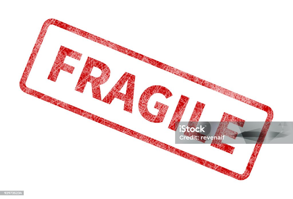 Fragile Stamp - Red Grunge Seal Fragile Stamp - Red Grunge Seal. Rubber stamp isolated on white background. Fragile Sign stock illustration