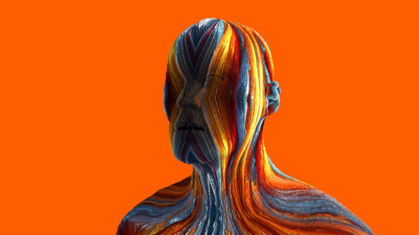 istock 3d rendering. Extrude colorful head portrait 929736608