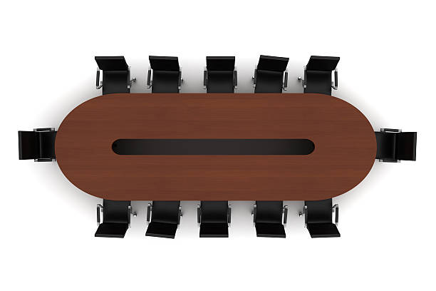 istock brown meeting table with black chairs isolated on white 92974079