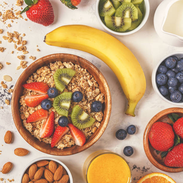 istock Healthy breakfast - bowl of muesli 929743336