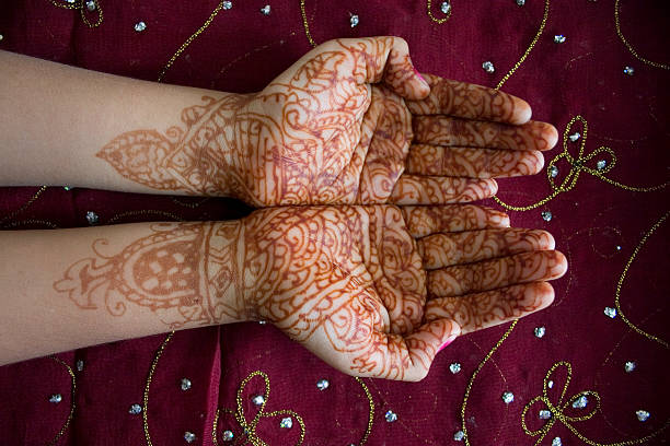 henna - wedding indian culture pakistan henna tattoo stock-fotos und bilder
