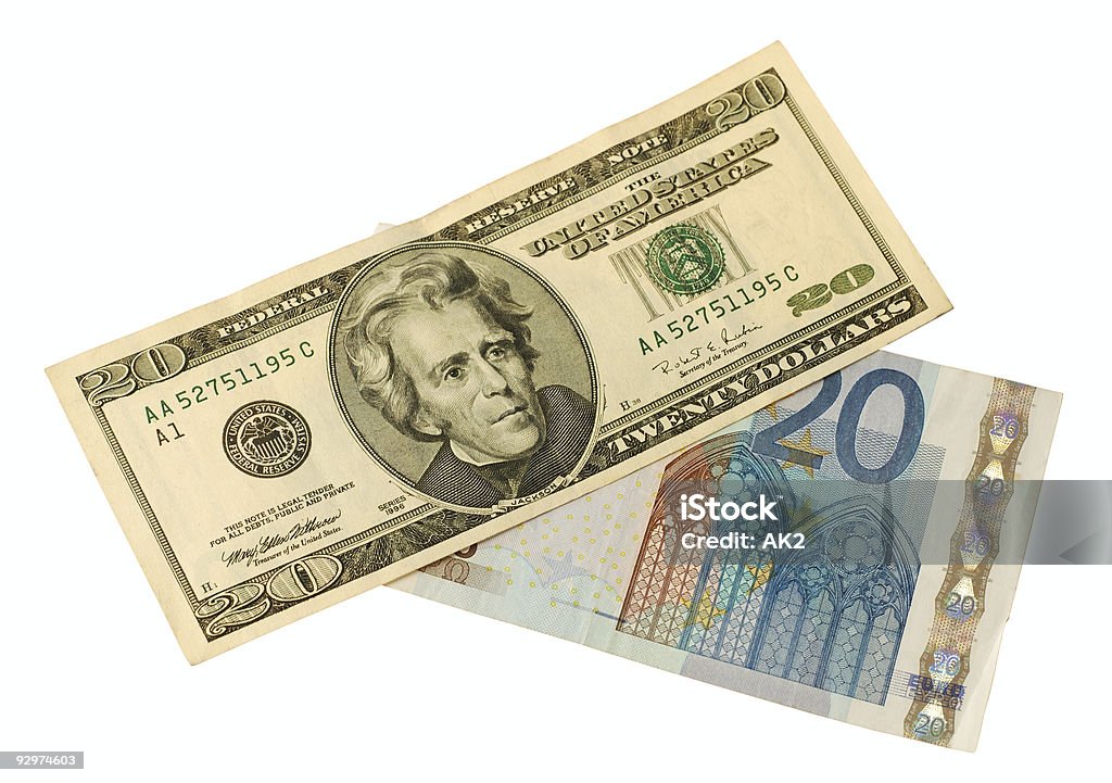 American 20 USD en la lista europea - Foto de stock de Actividades bancarias libre de derechos