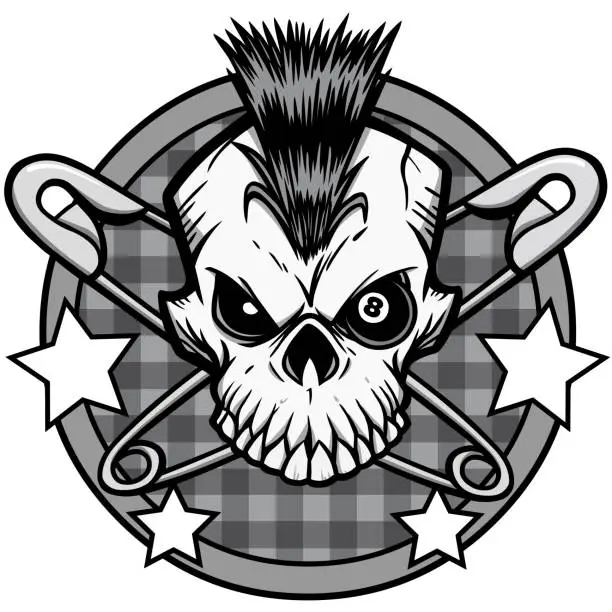 Vector illustration of Punk Skull Illustration