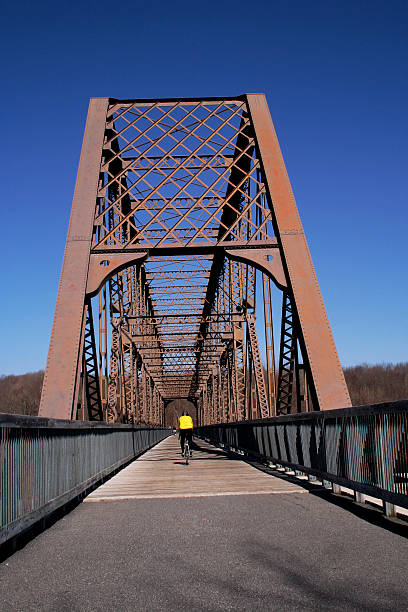 istock Pedestrian bridge with the bicyclist 92975089