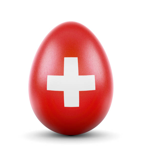 istock The flag of Switzerland on a very realistic rendered egg.(series) 929756120