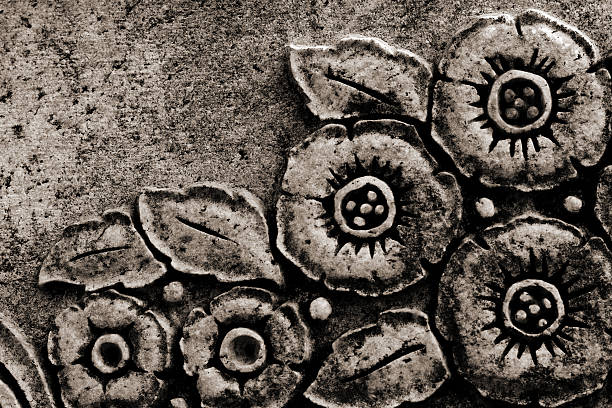 pedra grunge flores - etching tan stone textured imagens e fotografias de stock