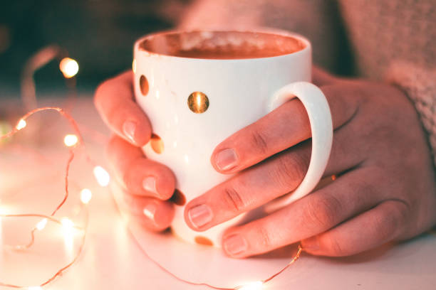 istock Coffee mug and fairy lights 929768776