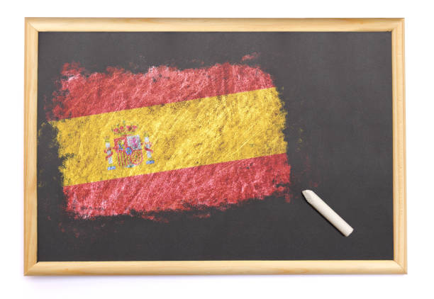 istock Blackboard with the national flag of Spain drawn on.(series) 929776546