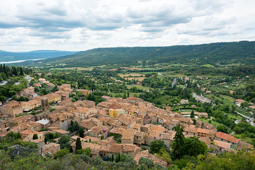 View of small village Moustiers-Sainte-Marie from above