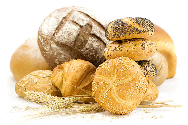 istock Arrangement of bread against a white background 92977820