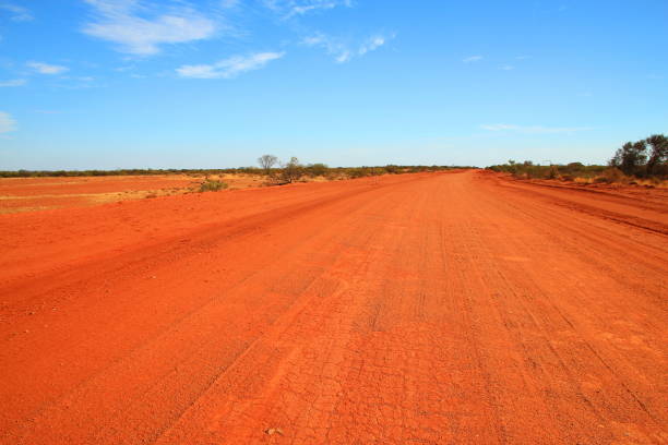 istock Red desert road across Australia 929780428