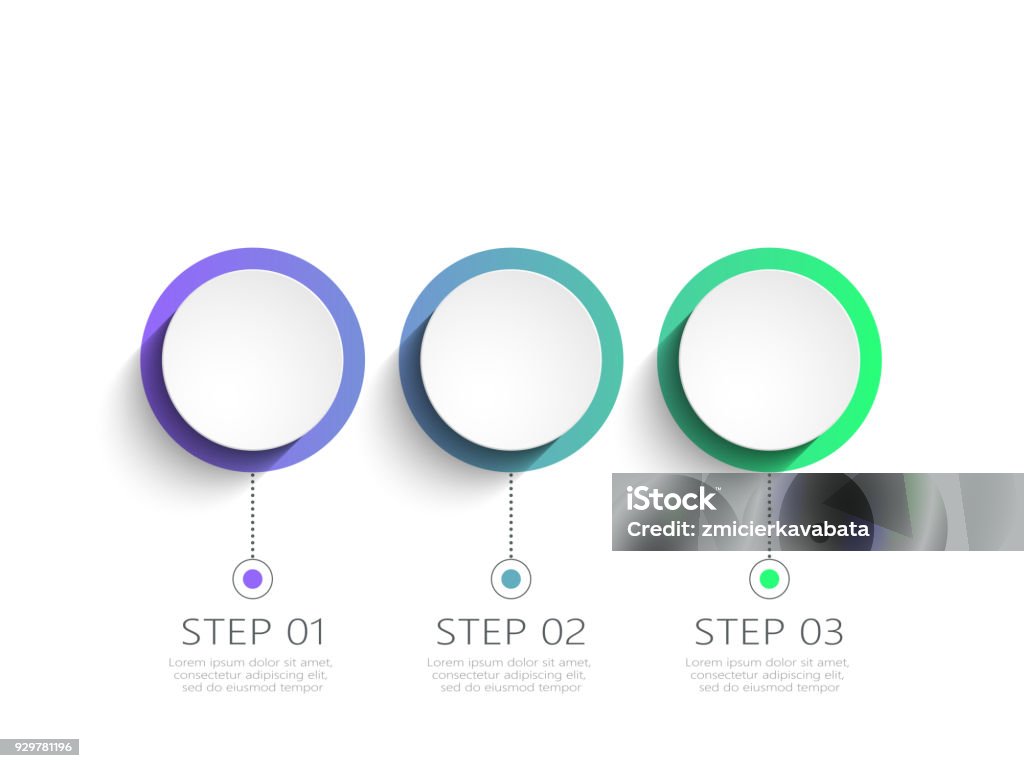 Modern abstract 3D infographic template with 3 steps Flow Chart, Circle, Chart, Computer, Data Circle stock vector