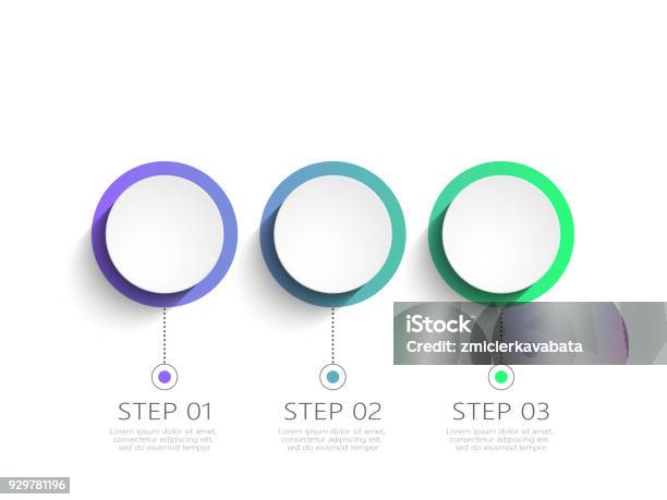 Modern Abstract 3d Infographic Template With 3 Steps Stock Illustration - Download Image Now